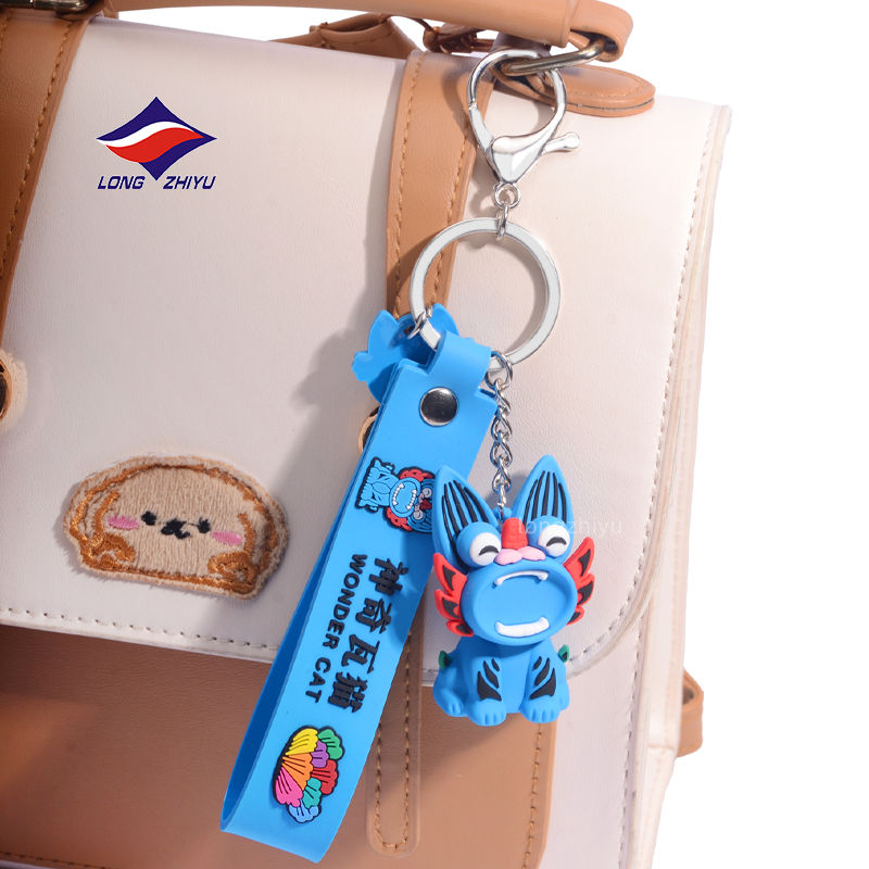 Longzhiyu 20 Years Wooden Cat Custom Cartoon 2D 3D Soft Keychain Wholesale PVC Maker
