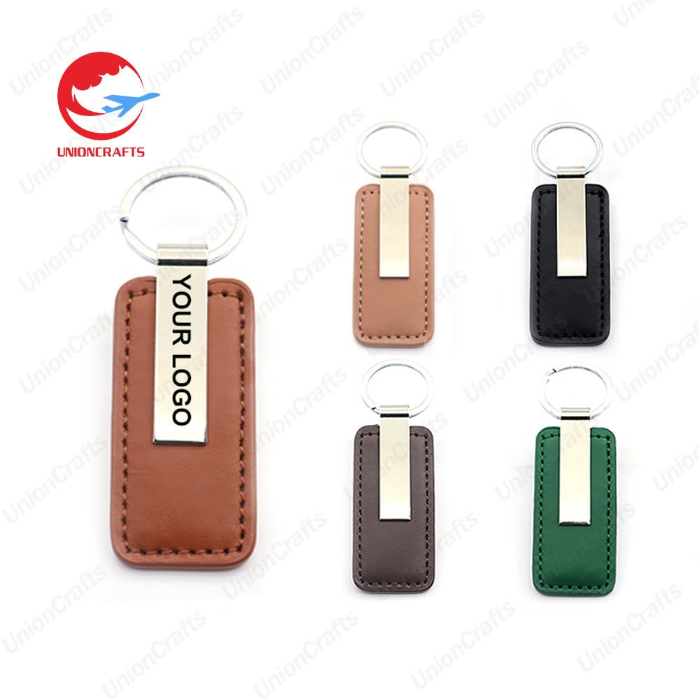 Customized logo Promotional Business Gifts Key Chains Sublimation Blank Pu Metal Leather Keychain for Engraving