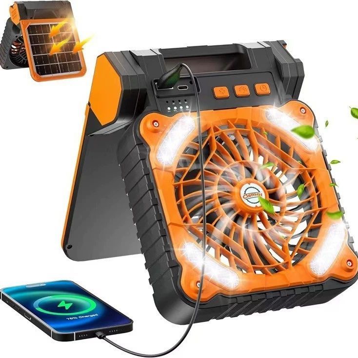 Factory Price Solar Outdoor Camping Table Mini Portable Rechargeable Fan With Solar Panel and USB for Outdoor Use