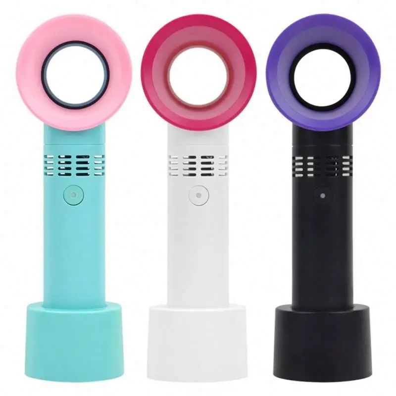Portable USB Rechargeable Bladeless Mini Hand Fan 3-Speed Plastic Outdoor Use Makeup Tools