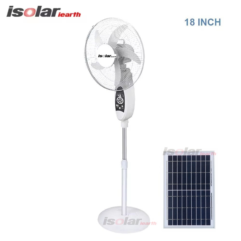 Ventilador Recargable Portatil Con Panel Solar Mini USB 18 Pulgadas 110V Rechargeable Fan AC DC Ventilador