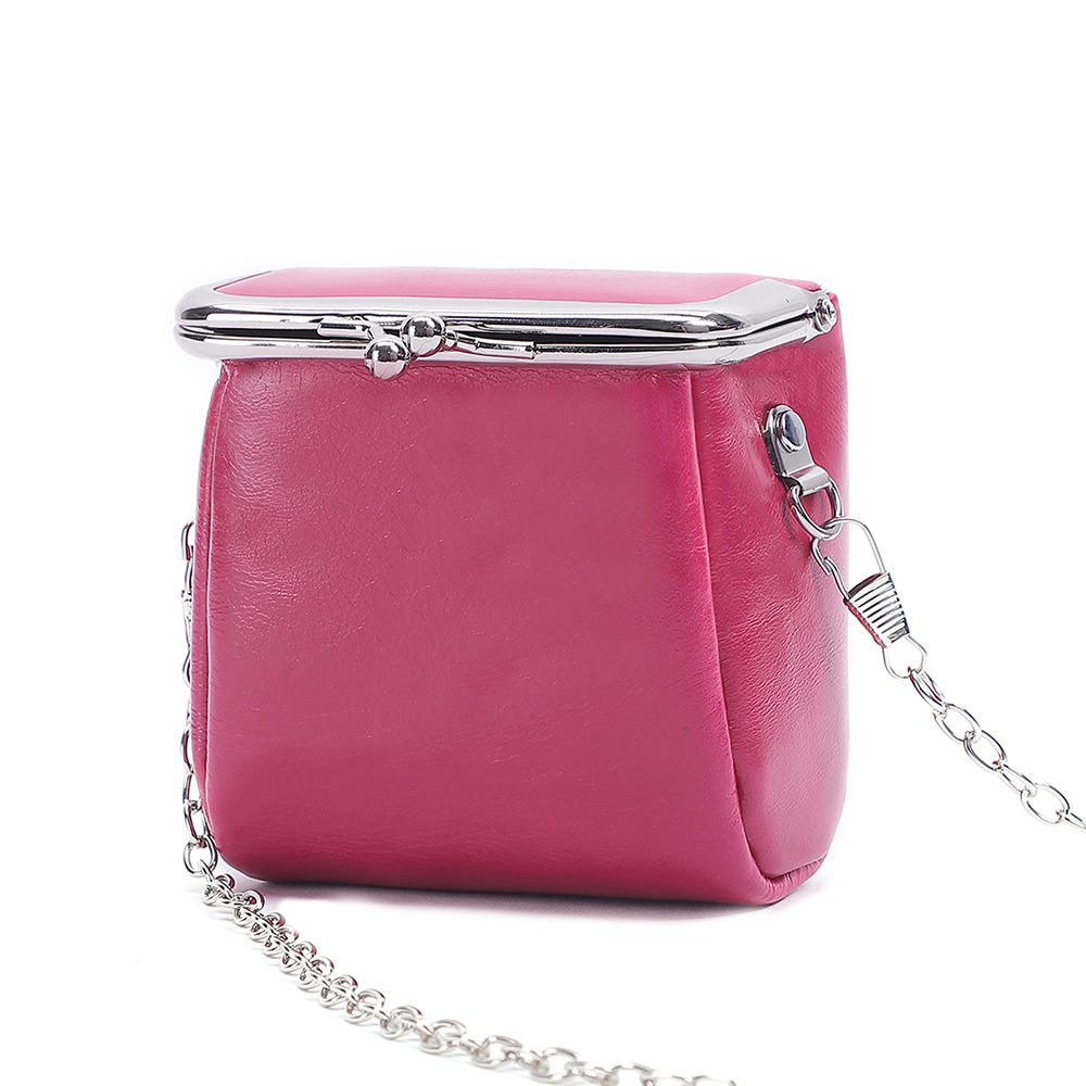 Mini Genuine Full Grain Leather Fashionable Girl's Small Bag Cross-body Bag With Chain Coin Purse for Women