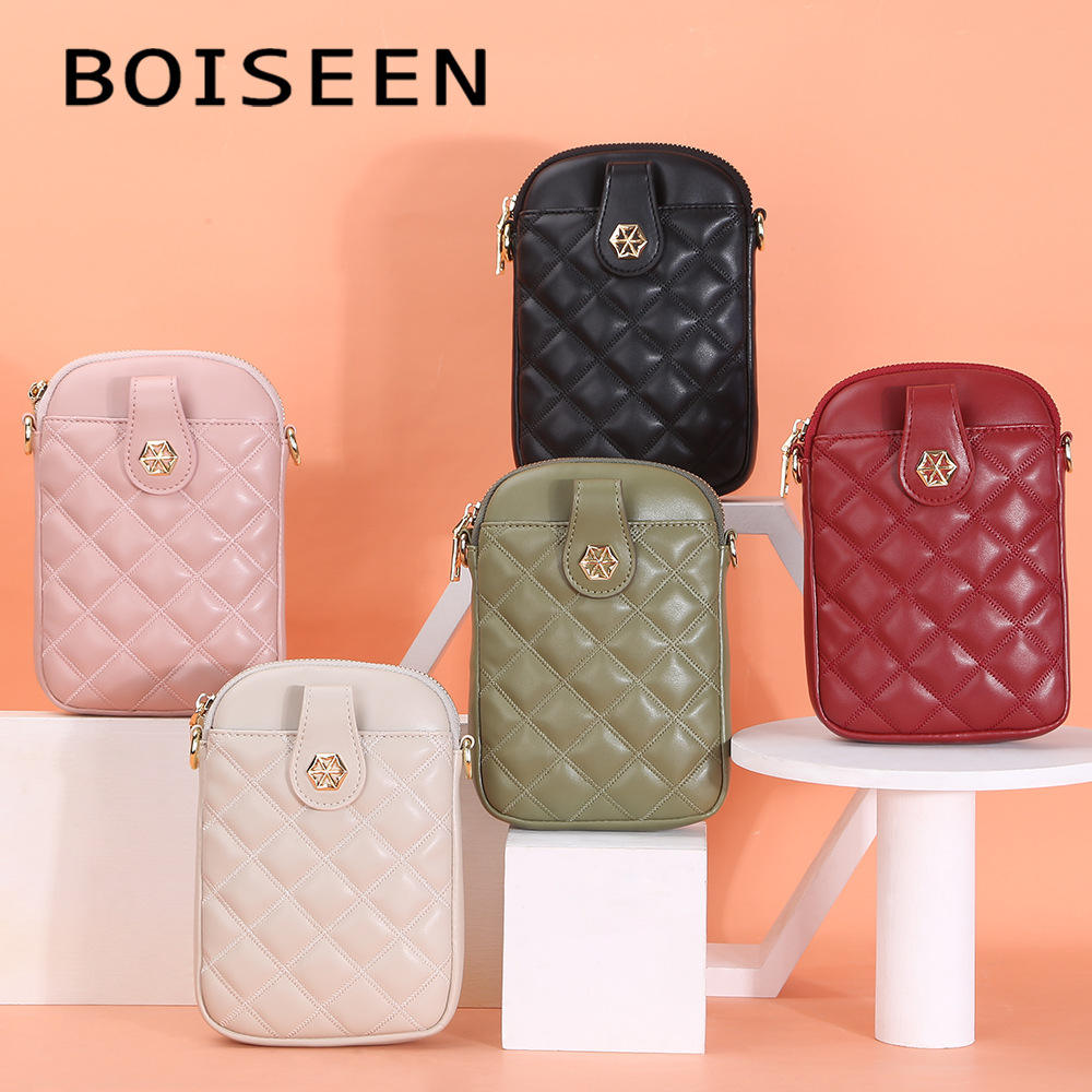BOISEEN Vertical Soft Leather Large-capacity One-shoulder Diagonal Handbags Chain Mobile Phone Miniature Lipgloss Sling Bag