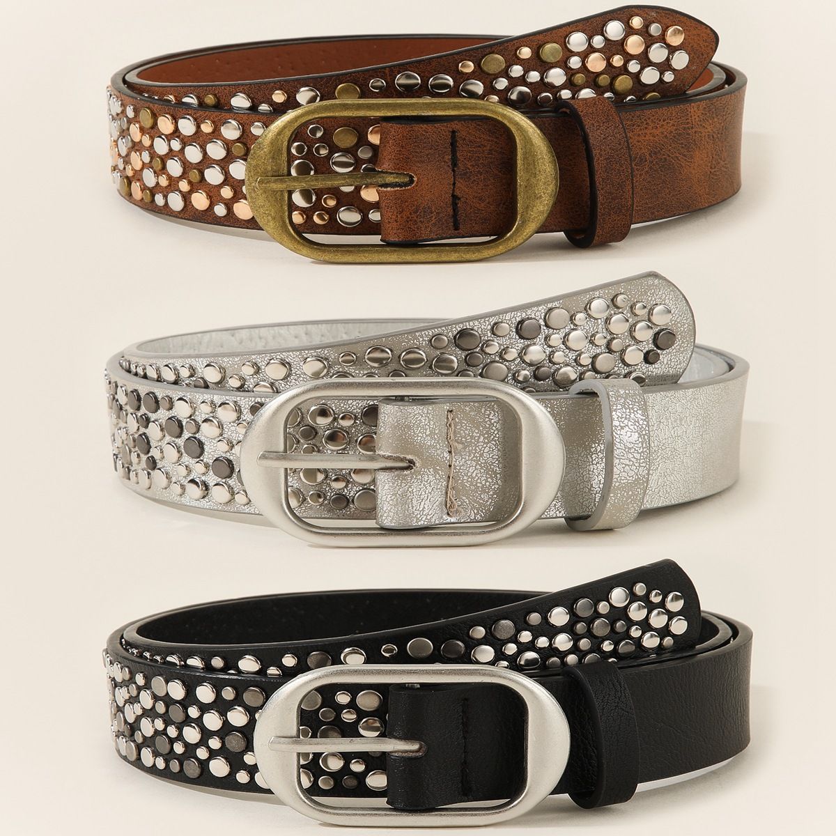 European American Punk Street Heavy Metal Belt Irregular Claw Stud Jeans Fashion Accessory Decorative Belt