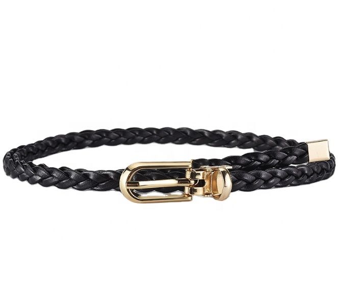 Korean Women's Casual Fashionable Knotted Decorative Woven Belt Simple Personalized Candy Colored Small Leather Made Polyester