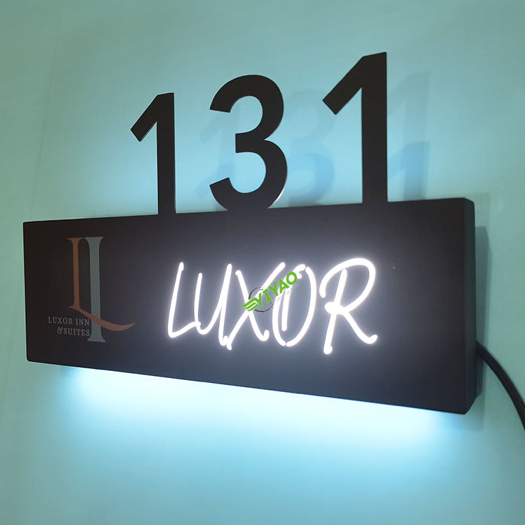 YIYAO Customized Hotel Door Plates Number Apartment Lighted Led Plaque Sign