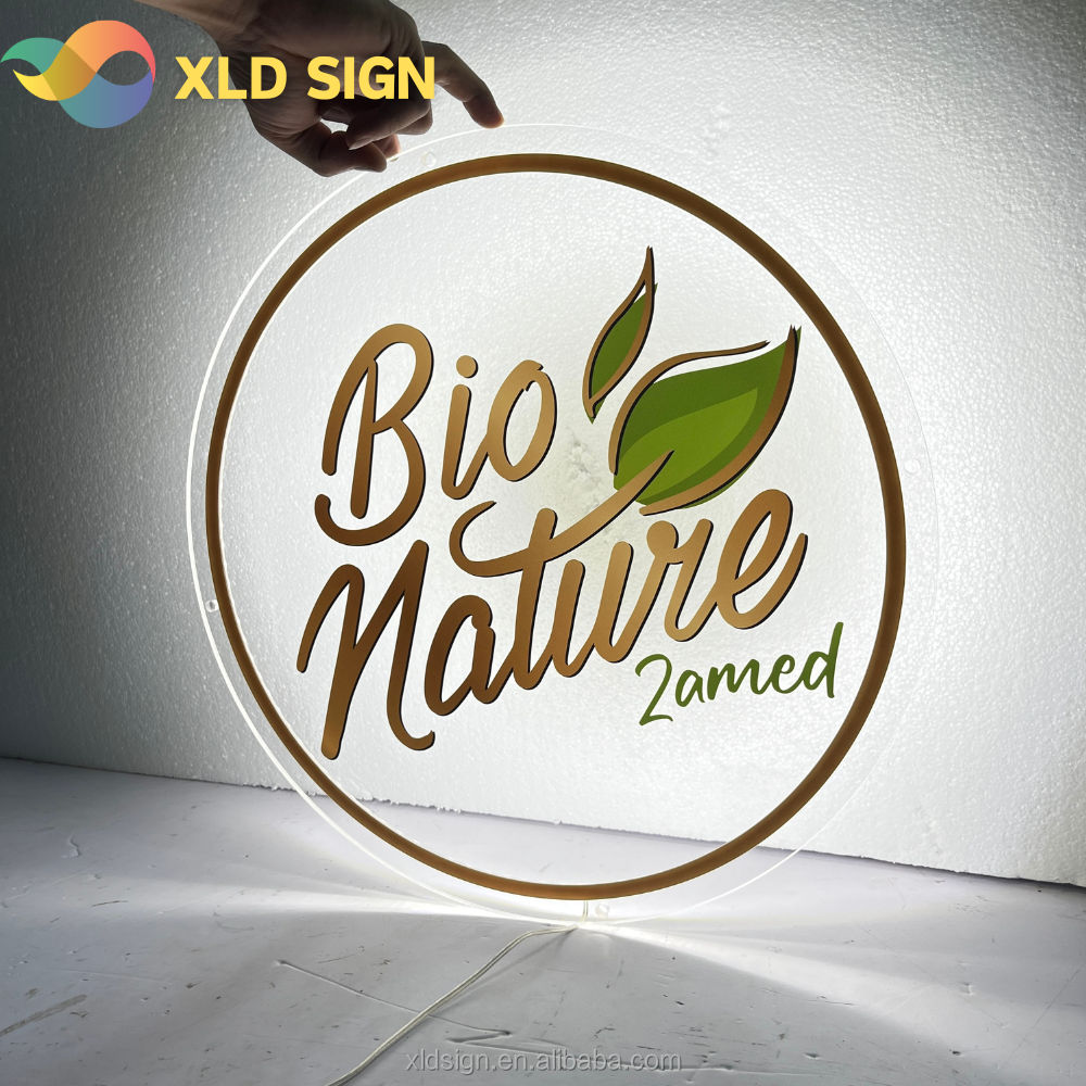 Custom Round Acrylic Plate Backlit Acrylic Logo Sign LED Business Neon Sign for Salon Decor