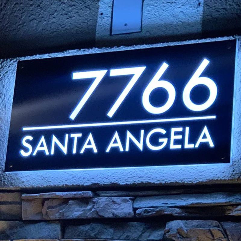 Custom Metal 3D Led Light Plate Street Number Luminous Stainless Steel House Number Plate Illuminated Address Plaque