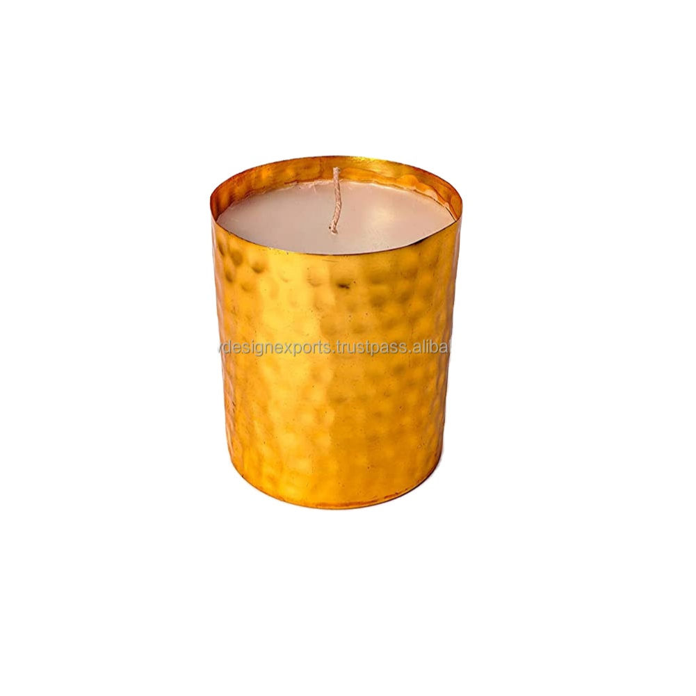 Metal Handcrafted Scented Wax Pillar Candles Aroma Candles for Home Office and All Festival Decoration