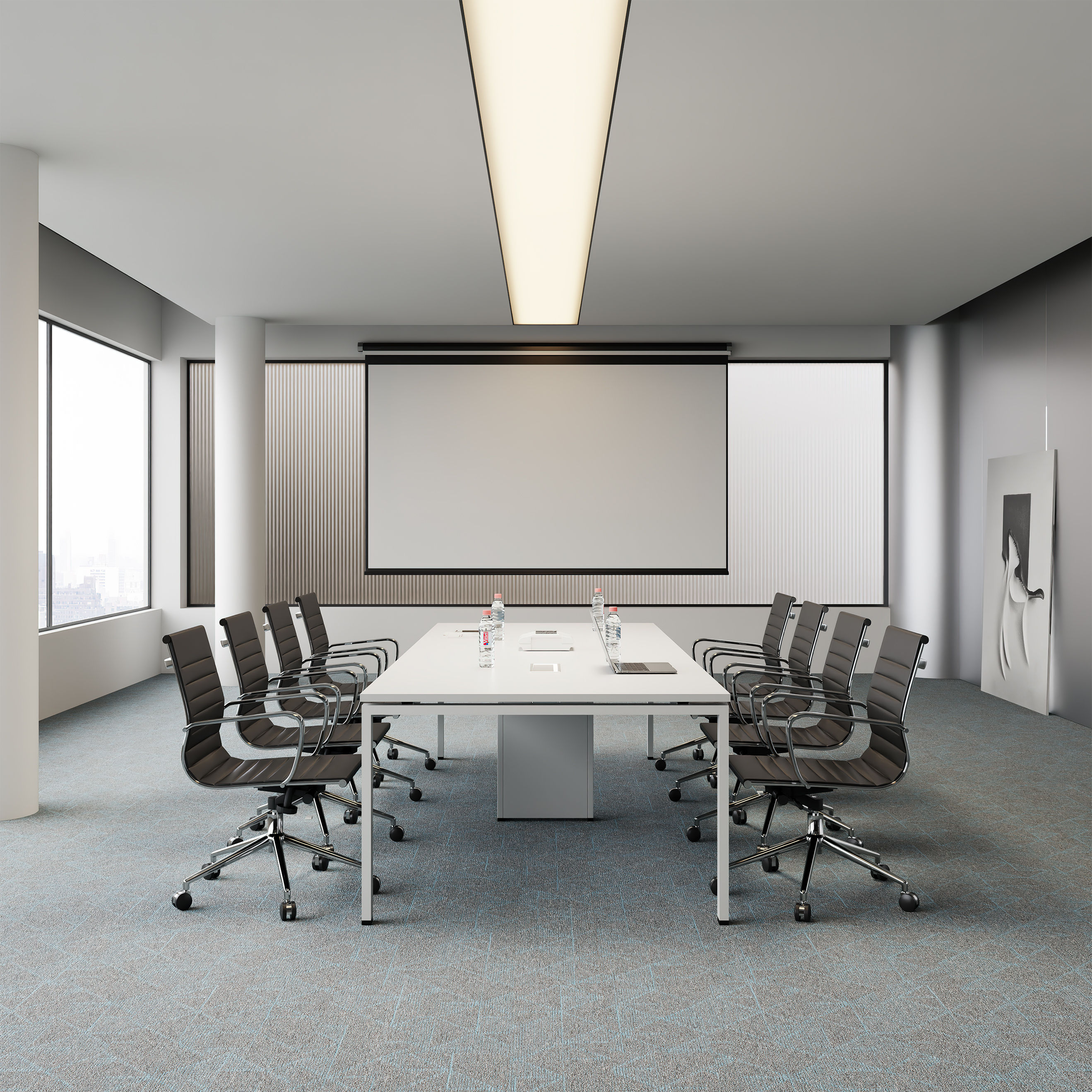 Meeting Room Table Commercial Office Furniture Wooden Tabletop Metal Legs Multi-person Meeting Table Long Office Table