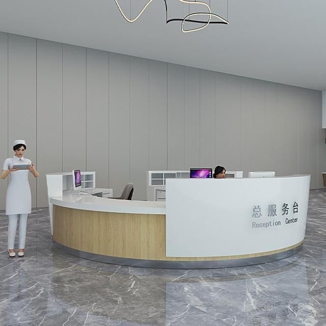 Customizable Solid Wood Foldable Medical Reception Desk for Hospitals Clinics Schools Hotels-L-Shape Design