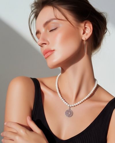 Kurze Statement Kette LUNA mit Anhänger