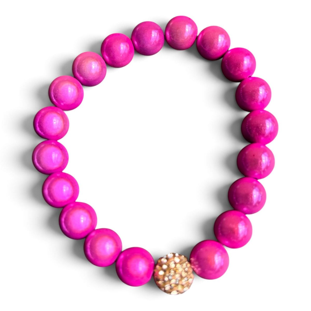 **Armband "PARIS" in Pink mit Glitzerperle**
– Produktfoto