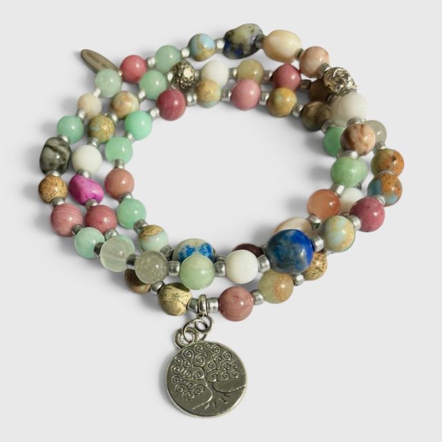 Naturstein Armband "ALPEN" mit Lebensbaumanhänger