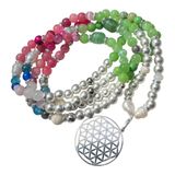 Lange Bohokette "ZYPERN" mit Anhänger Blume des Lebens