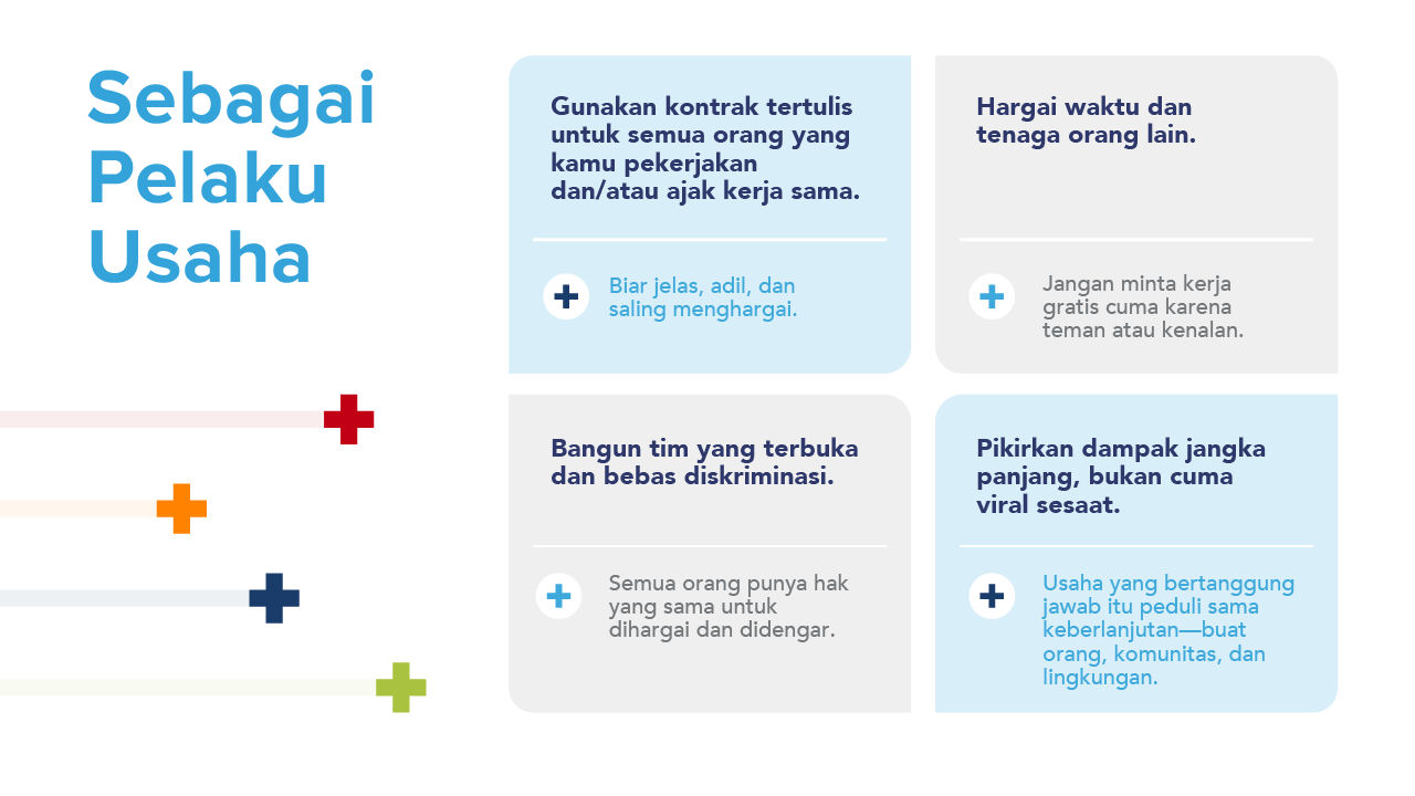 Infographic with a blue left panel and three light-blue callouts on the right, each with bullet points.