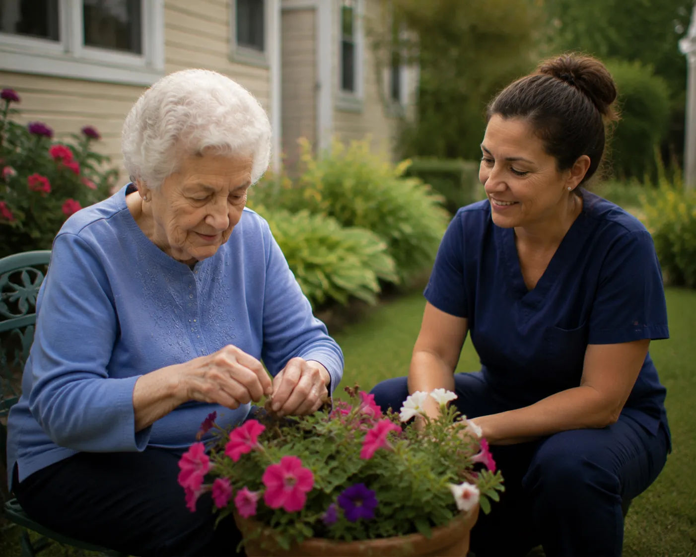 Elderly parent reviewing mail
