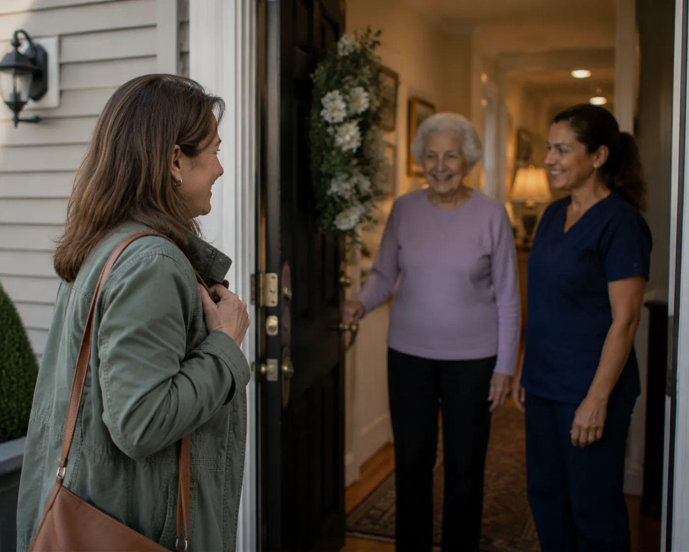Elderly parent reviewing mail
