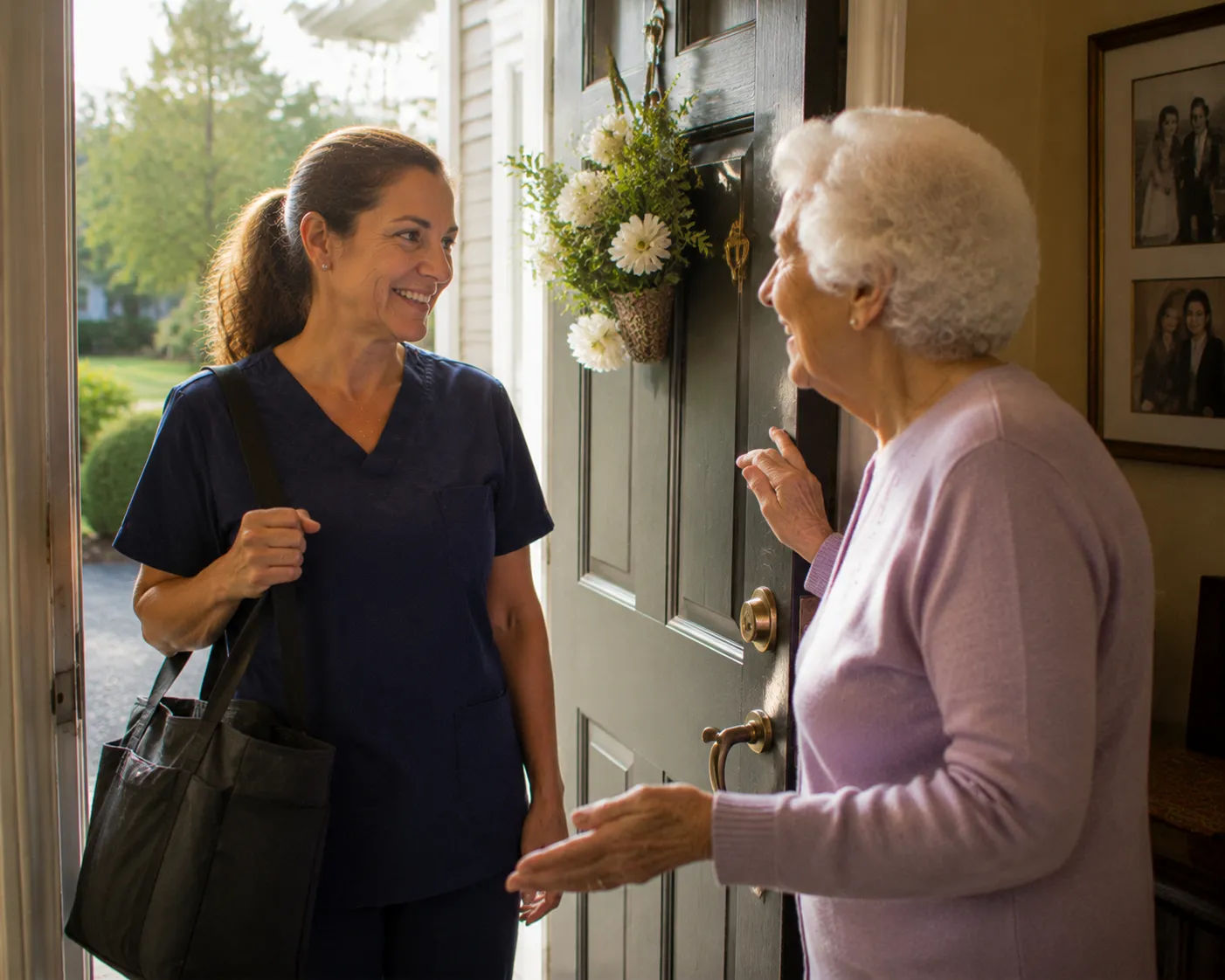 Elderly parent reviewing mail