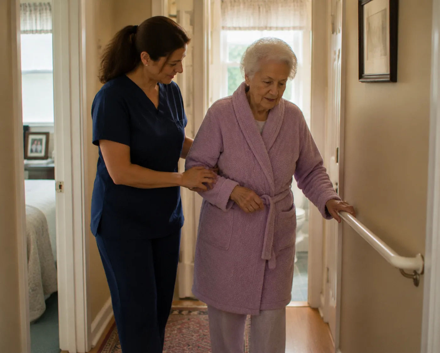 Elderly parent reviewing mail