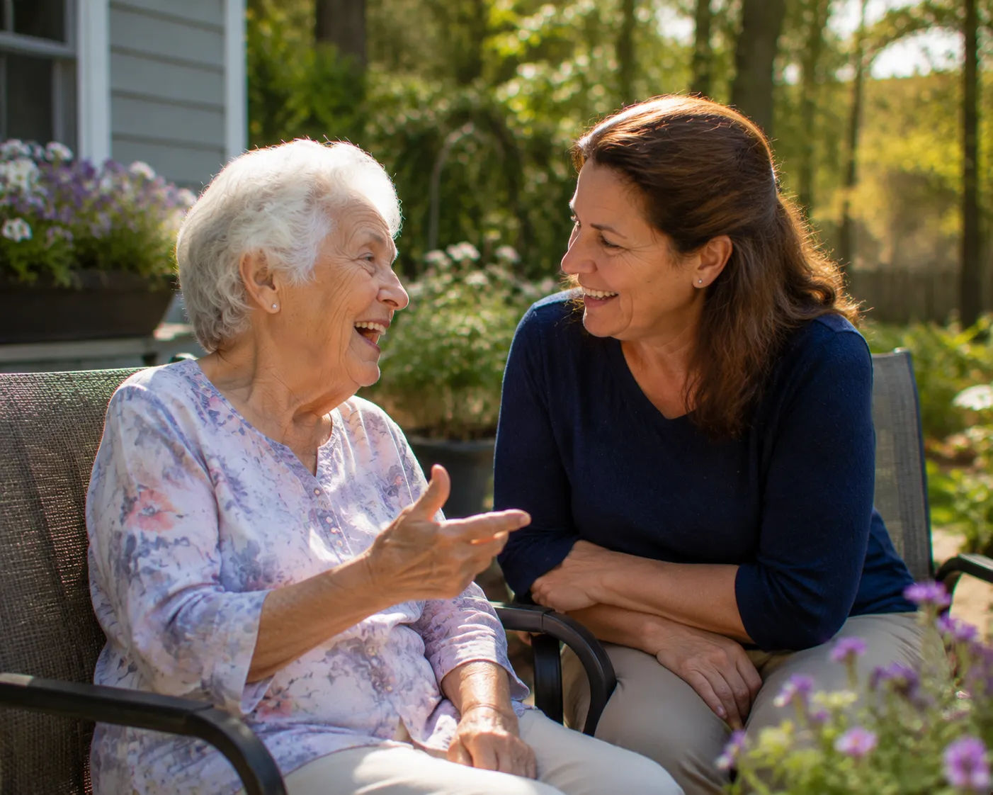 Elderly woman and female companion caregiver working on a jigsaw puzzle together