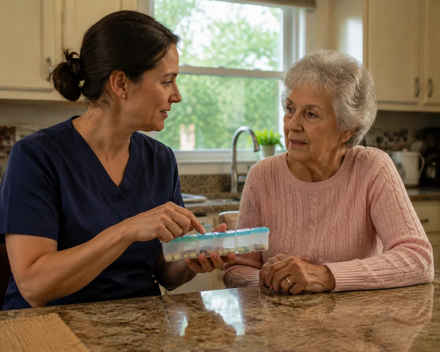 Elderly parent reviewing mail