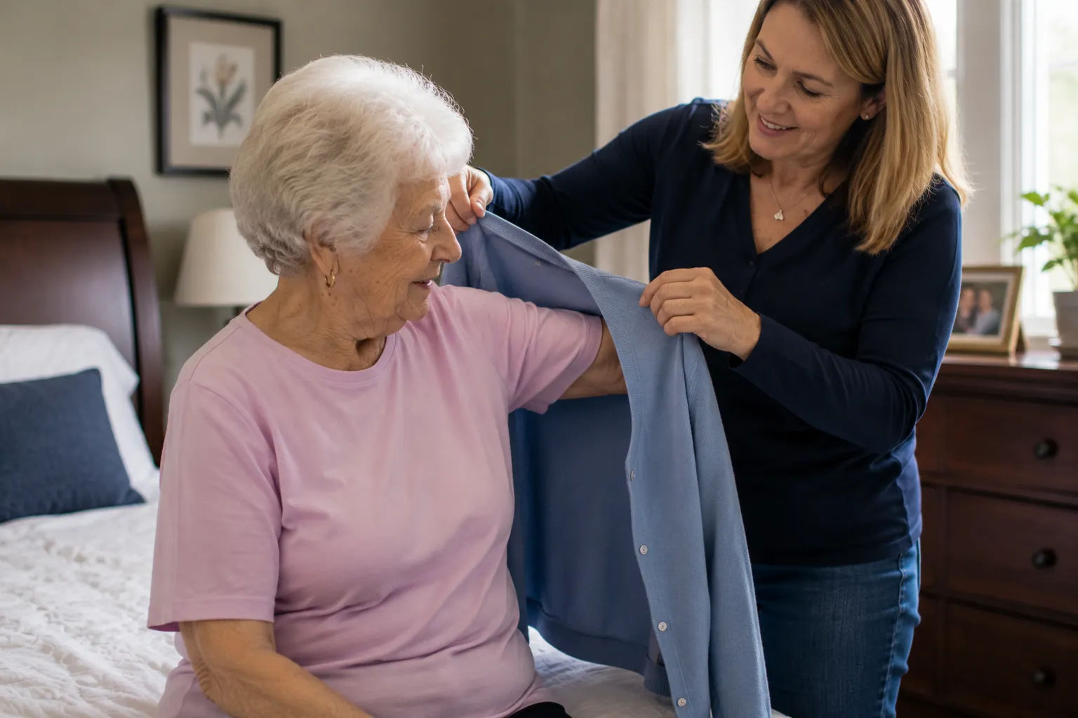 Close up of magnetic shirt closures designed for seniors