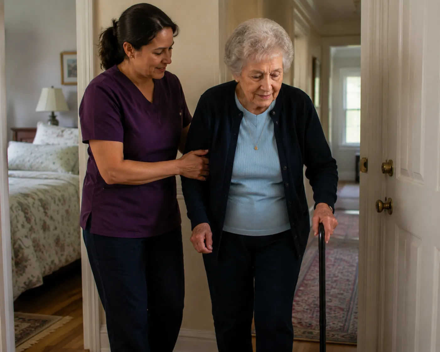 Elderly parent reviewing mail