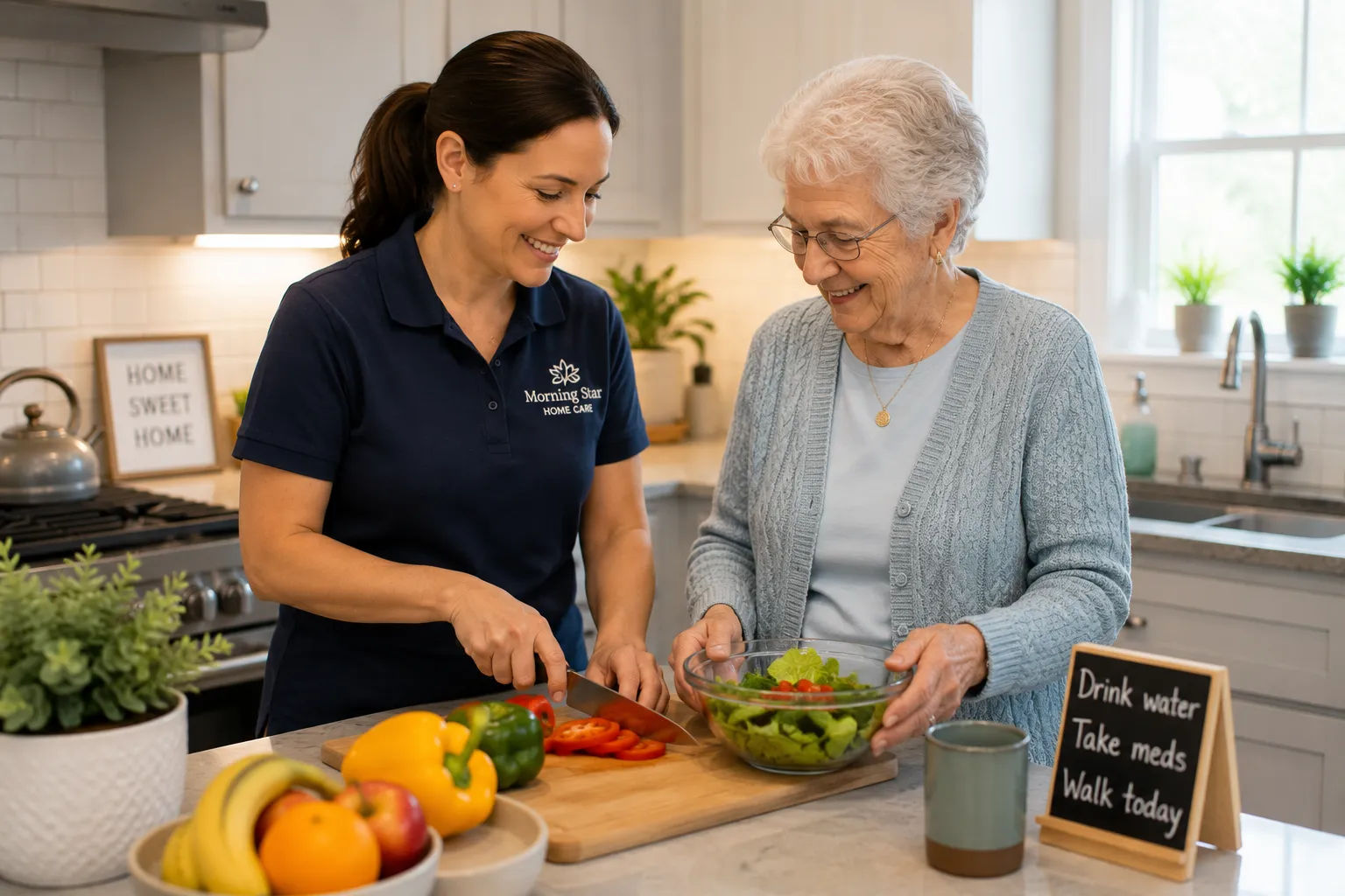 Discussing in-home care budget and options with a family