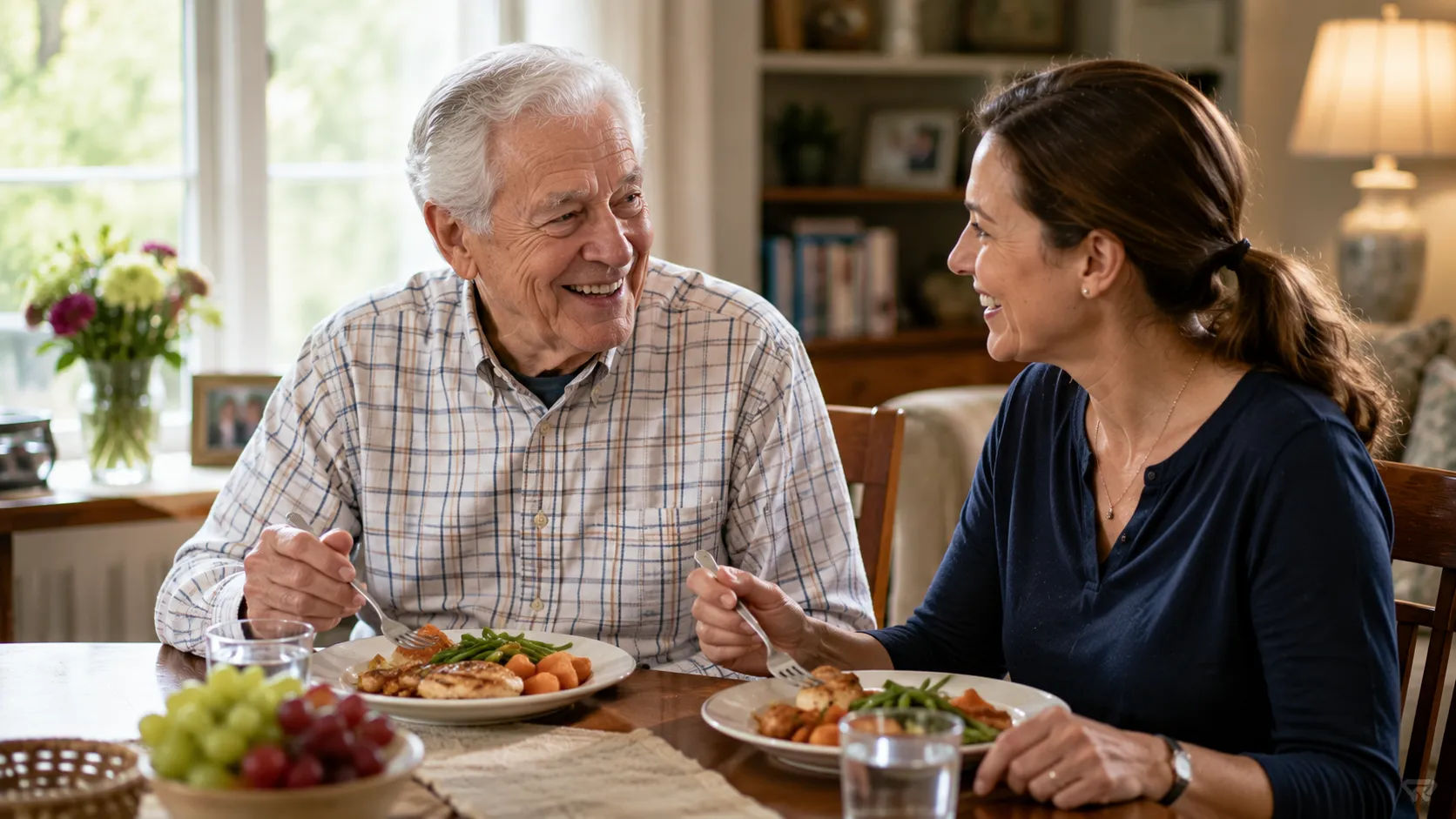 Variety of prepared senior meals displayed on a clean kitchen counter