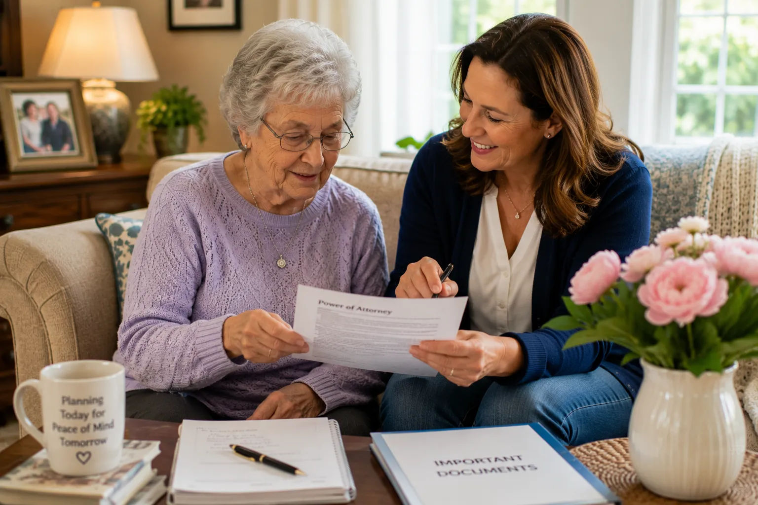 Discussing legal planning and power of attorney with a family member