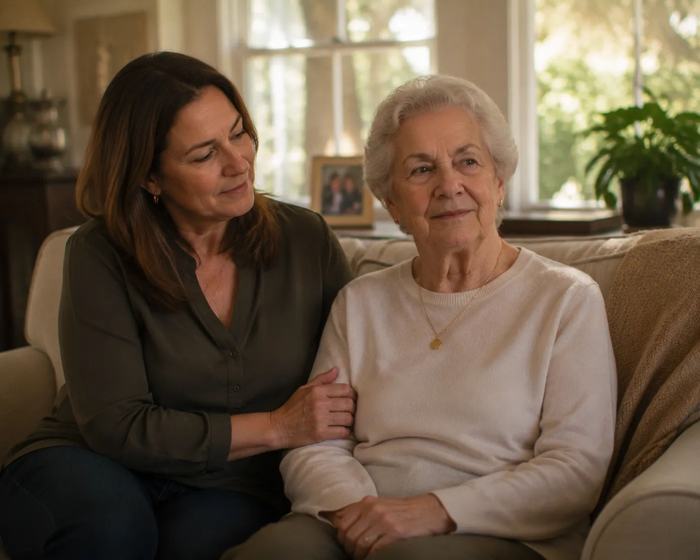 Elderly parent reviewing mail