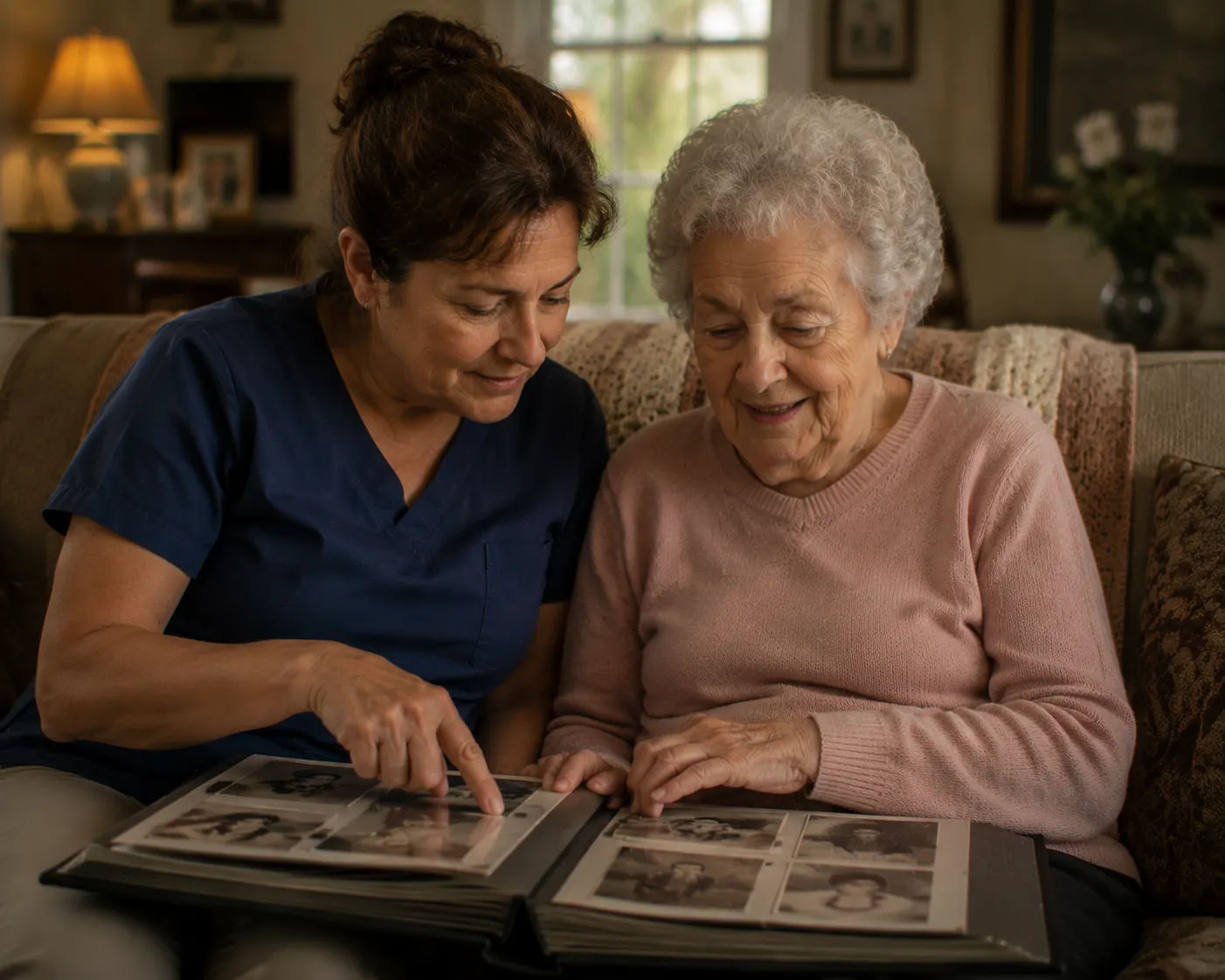 Elderly parent reviewing mail