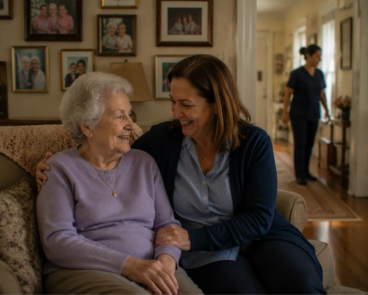 Elderly parent reviewing mail