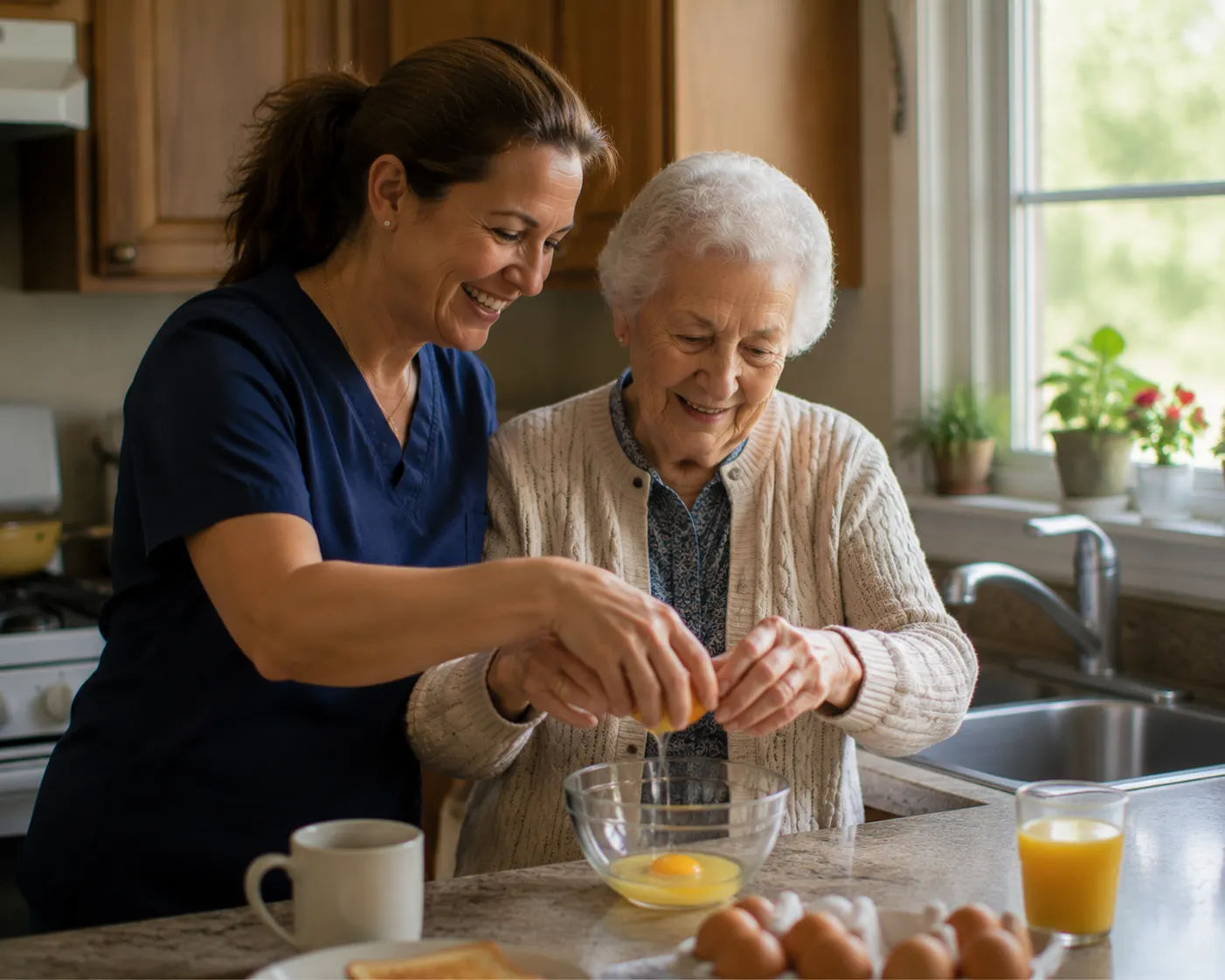 Elderly parent reviewing mail