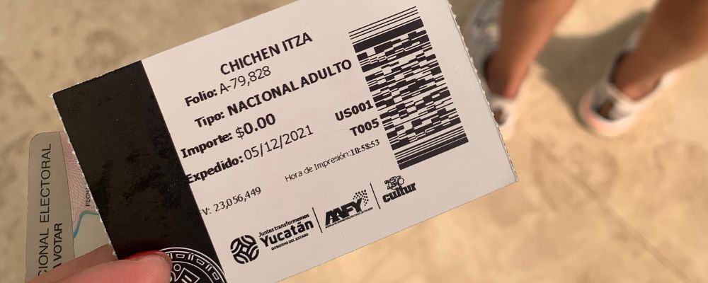 Entrance ticket to Chichen itza