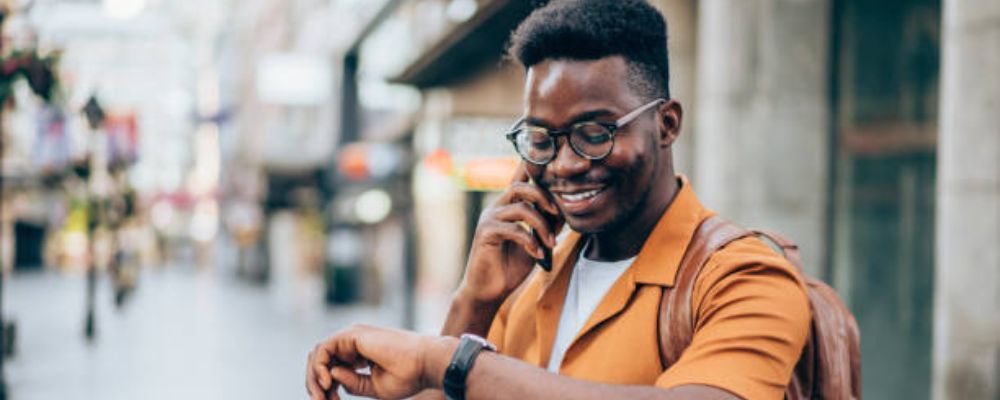 A man speaking on the phone