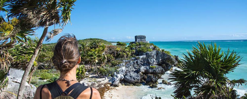 Woman in the Mayan Ruins of Tulum