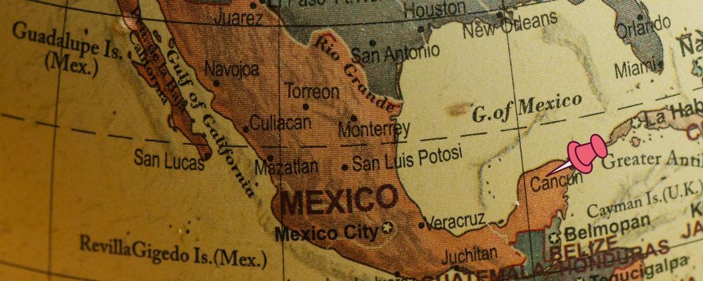 Cancun en el mapa de Mexico