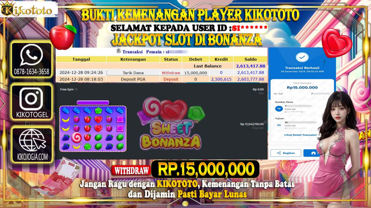 MENANG BESAR DI SLOT SWEET BONANZA SEBESAR Rp 15.000.000 LANGSUNG DAN TANPA BASA BASI DI BAYAR KIKOTOTO !!!