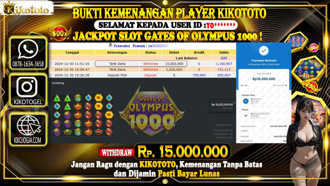 LAGI - LAGI !! MENANG BESAR DI SLOT ONLINE GATE OF OLYMPUS 1000 SEBESAR Rp 15,000,000 LANGSUNG DAN TANPA BASA BASI DI BAYAR KIKOTOTO !!!