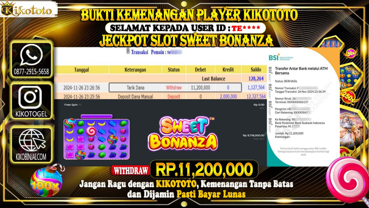 MENANG BESAR DI SLOT SWEET BONANZA SEBESAR Rp 11,200,000 LANGSUNG DAN TANPA BASA BASI DI BAYAR KIKOTOTO !!!