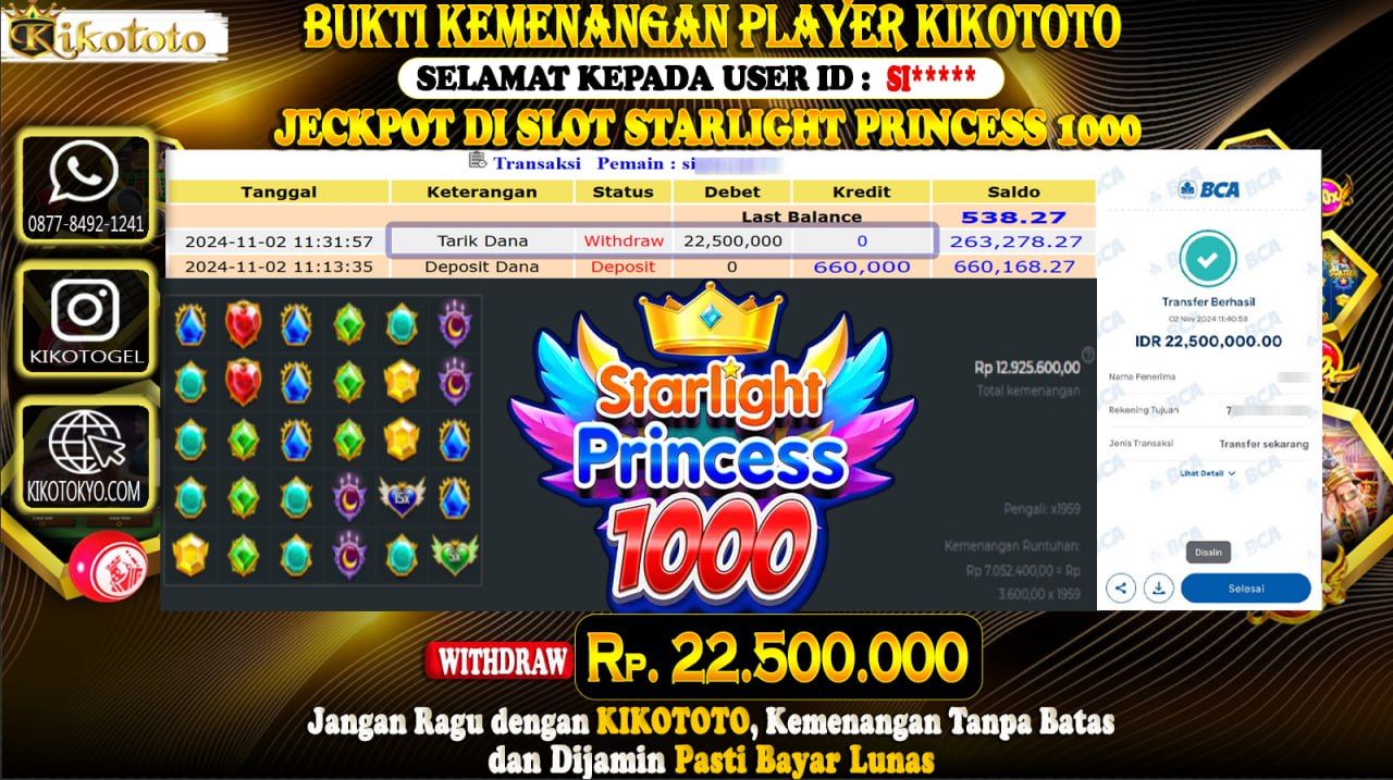 MENANG BESAR DI SLOT STARLIGHT PRINCESS 1000  SEBESAR Rp 22,500,000 LANGSUNG DAN TANPA BASA BASI DI BAYAR KIKOTOTO !!!