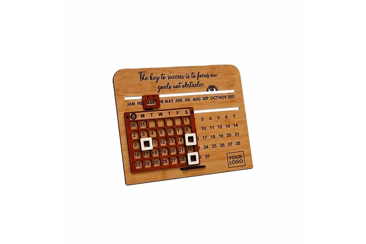 Eco-Friendly Bamboo Slider Perpetual Calendar