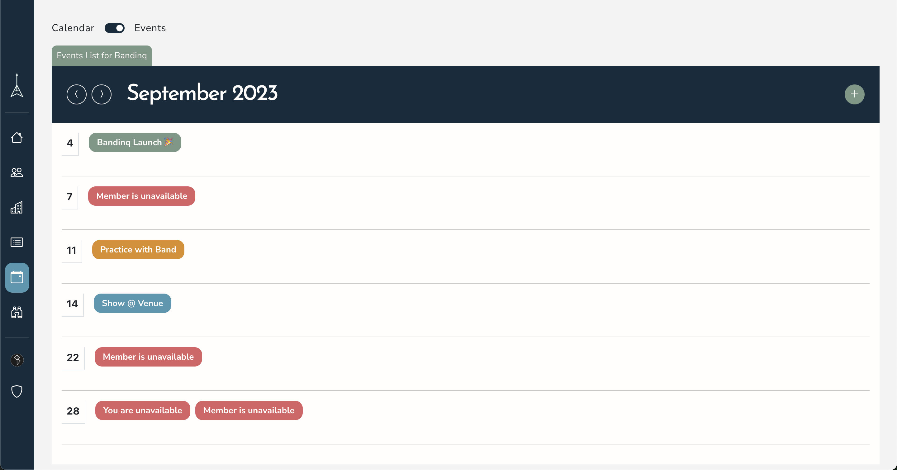Snapshot of all your events for the month