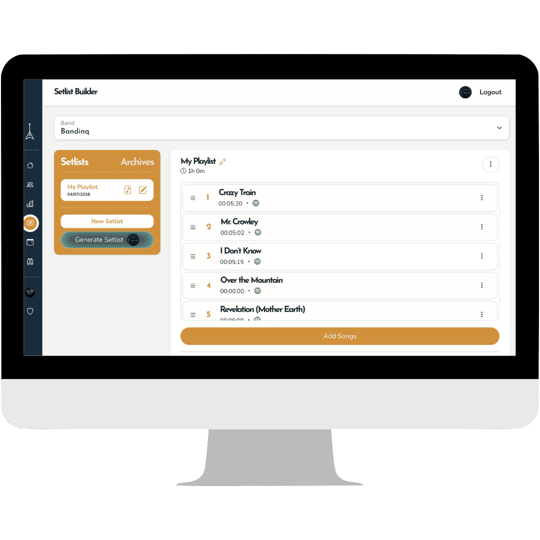 Setlist Builder by Bandinq