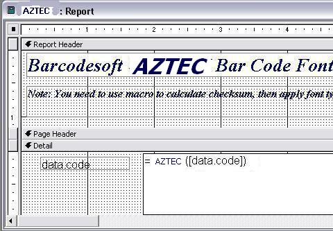 Aztec Code バーコード access マクロ