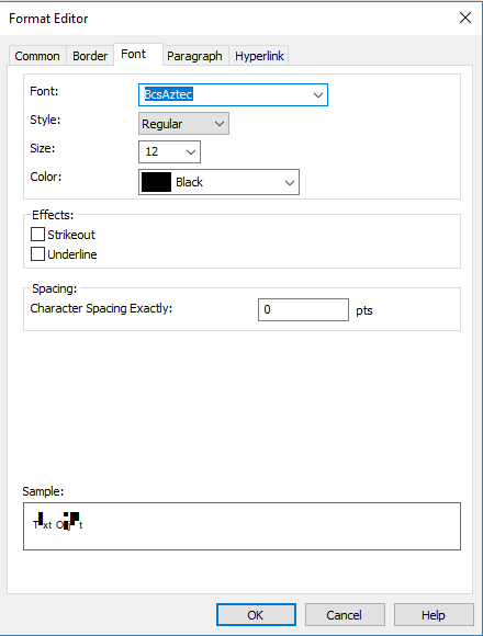 Aztec Code crystal reports formula field