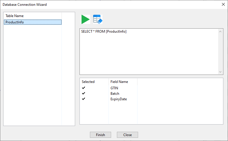 BarTag Express database fields choice