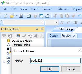 create code128 formula crystal reports